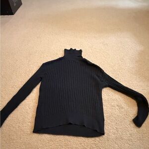 Black Ribbed Turtleneck Sweater